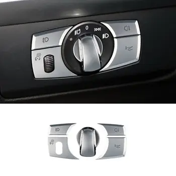 Серебристая крышка кнопки включения автомобильных фар Декоративная наклейка Подходит для BMW X5 E70 X6 E71