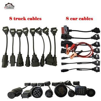 Для Wow Snooper Полный комплект 8 кабелей для грузовиков, 8 автомобильных кабелей, диагностический инструмент OBD2, OBDII, OBD 2, соединительный кабель, интерфейсный сканер