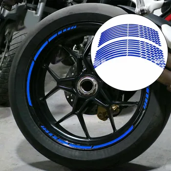 Синие наклейки на ступицу колеса мотоцикла, универсальная наклейка на колесо автомобиля, шину, светоотражающая кромка, подходит для колес 16 