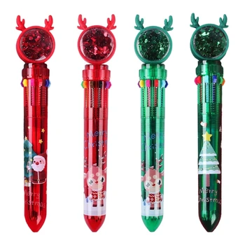 B36C 5 шт. Рождественская шариковая выдвижная многоцветная ручка 10 цветов в 1 для детей