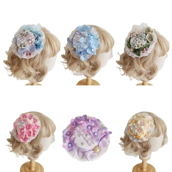 Милые заколки для волос в форме шляпы с цветком для женщин и девочек, фестивальные заколки для волос для косплея, карнавального представления, головной убор M6CD