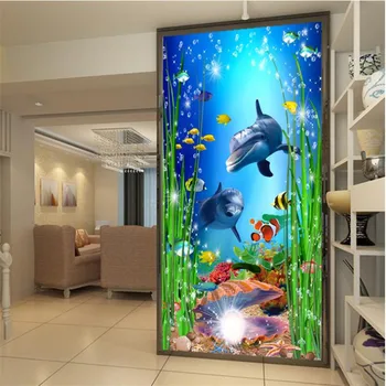 бейбеханг Пользовательские обои 3d фреска подводный мир животные рыбы крыльцо фон обои домашний декор papel de parede 3d фреска