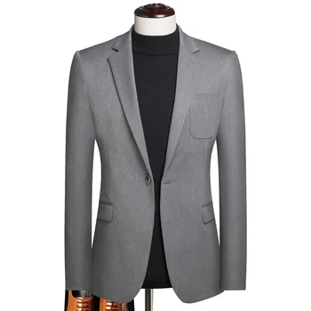 Высококачественный мужской модный деловой приталенный британский однотонный повседневный костюм джентльмена большого размера, молодежный приталенный пиджак на одной пуговице