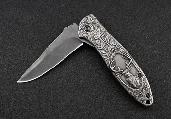Коллекционный нож с тактическим складным лезвием - карманный с гравировкой оленя