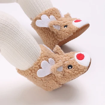 Детские рождественские теплые ботинки Обувь с мягкой подошвой из мультфильма 