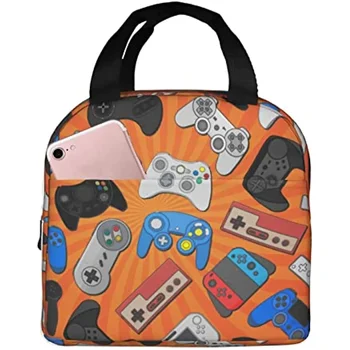 Электронный игровой контроллер Фоновая сумка для ланча Компактная сумочка с рисунком игрового поля Многоразовый Ланч-бокс