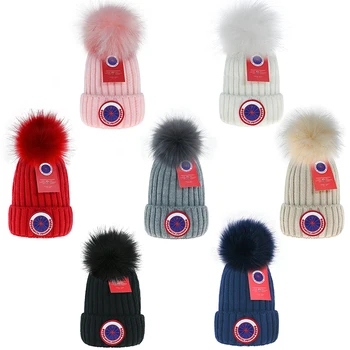 Канада, новый бренд, женские шапки с диким мехом, шапка-бини, высококачественная зимняя теплая шапка, уличная ветрозащитная вязаная шапка