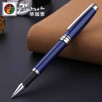 Picasso Pimio 912 Синяя Элегантная шариковая ручка-роллер С серебряной отделкой Многоразовая чернильная ручка Роскошный Подарочный набор ручек для письма