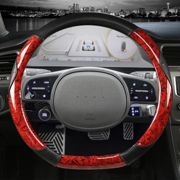 Для Hyundai ioniq 5 2016 2017 2018 2019 2020 2021 2022 Крышка рулевого колеса автомобиля D-образной формы из красного дерева, Автоаксессуары