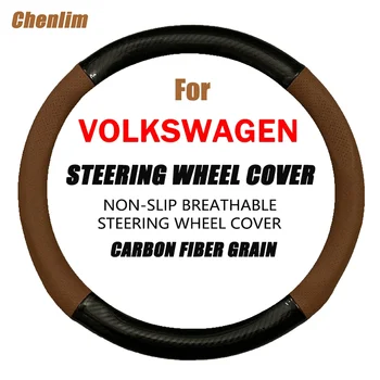 Дышащий чехол для оплетки рулевого колеса автомобиля, иглы, тонкая и мягкая искусственная кожа, аксессуары для автодекора для Volkswagen Polo