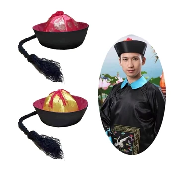 Китайская Шляпа Придворного Евнуха с Косами для Китайских Тематических Вечеринок и Фестивалей Оптом