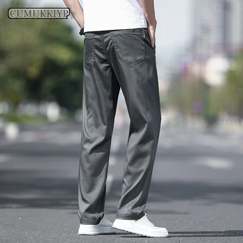 CUMUKKIYP - Новые мужские деловые повседневные брюки в летнем стиле из тонкой мешковатой ткани.