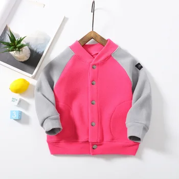 Новая модная детская одежда, одежда с мультяшным принтом для девочек, голубая Розовая куртка из кораллового флиса для девочек, верхняя одежда для мальчиков 3-8 лет