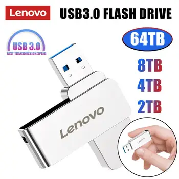 Оригинальный USB-накопитель Lenovo 64 ТБ Интерфейс USB 3.0 Реальная емкость 16 ТБ 8 ТБ флеш-накопитель Высокоскоростной флэш-диск 520 Мб / с для ноутбука