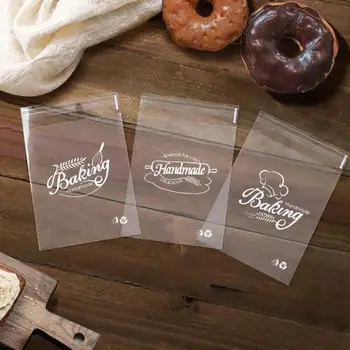 100 шт. /упак. Пакет для упаковки хлеба 15 * 18 см, прозрачные самоклеящиеся подарочные пакеты для конфет, подарочный пакет для печенья с тремя узорами Parsty.