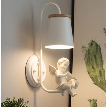 Современный светодиодный настенный светильник Креативный Ангел из смолы, настенные светильники для гостиной, спальни, детской, Скандинавские прикроватные настенные светильники
