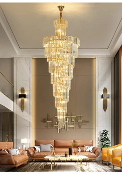 Роскошная Нежная кристально чистая люстра, спиральная хромированная подвеска для внутреннего декора гостиной, виллы, отеля
