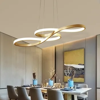 Современная подвесная люстра 2023 года для офиса Столовой кухни Алюминиевый блеск Люстры для гостиной в скандинавском стиле Светильники