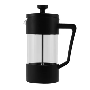 Кофеварка ABSF 5X French Press для приготовления кофе и чая, Кофейный пресс из утолщенного боросиликатного стекла, Не ржавеет и безопасен в посудомоечной машине, Черный