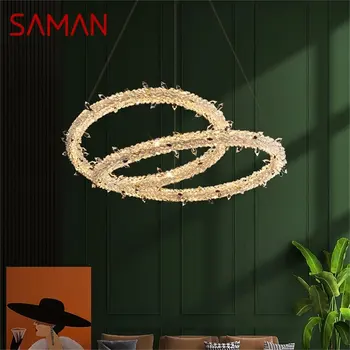 Современный подвесной светильник SAMAN, Креативная Золотая Роскошная Люстра, светодиодные хрустальные светильники для гостиной, спальни