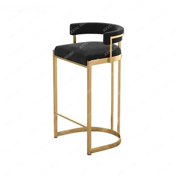 Высокий барный стул со спинкой из кованого железа, барный стул с изогнутой пластиной, Скандинавский легкий Роскошный простой барный стул для высокого стула