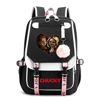 Фильм ужасов Детская игра Чаки Для девочек, сумки для школьных книг, женский USB-рюкзак для подростков, холщовый рюкзак для ноутбука, студенческий рюкзак для путешествий