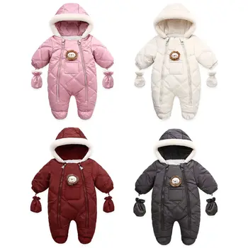 Зимние детские утепленные теплые боди, цельные комбинезоны для малышей, ползунки для новорожденных 0-24 м, куклы с бриллиантовым львом, Хейли