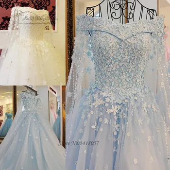 Винтажное Сине-Белое Свадебное Платье Принцессы, Кружевные Платья Невесты из Саудовской Аравии, Мусульманского Дубая, Свадебные Платья Vestidos de Noiva de Luxo