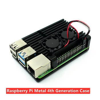 Raspberry Pi, металлическая оболочка 4-го поколения, Raspberry Pi + коробка из алюминиевого сплава, 4B, собранная охлаждающая оболочка