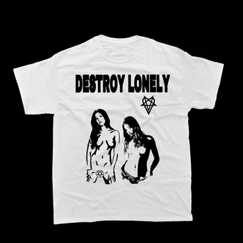 Мужские летние футболки в стиле хип-хоп с коротким рукавом, топы, забавная футболка с изображением рэпера Destroy Lonely, уличная одежда, Винтажная женская блузка, одежда
