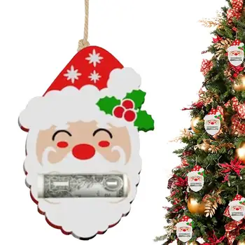Рождественский денежный подарок, Деревянная Подвеска, зажим для денег, кошелек, Подарочный ваучер, Зажим для карманных денег, Конверт, Подарочный зажим для денег, Подвесной зажим для денег