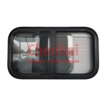 Раздвижное окно для трейлера-фургона с двойным акриловым покрытием из алюминиевого сплава китайской фабрики с сеткой от мух и жалюзи