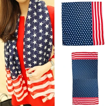 Патриотический шарф с американским флагом для женщин и мужчин, шарфы с флагом США, Дышащая шифоновая шаль на День независимости, 4 июля, M6CD