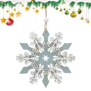 Подвесные украшения в виде снежинок на рождественской елке, украшения в форме синих деревянных снежинок, выдолбленный вырез, новогодний декор
