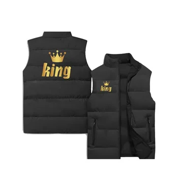 Осенне-зимняя мужская новая куртка с рисунком Королевской короны с 3d цифровой печатью, модная трендовая куртка, мужской жилет без рукавов