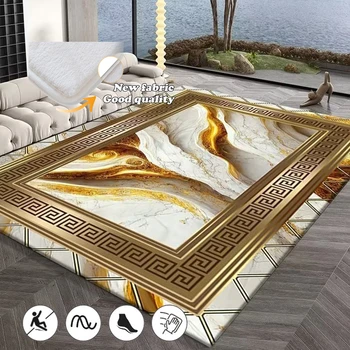 Роскошный Европейский коврик для домашнего декора, современные золотистые ковры большой площади для гостиной, Мягкие нескользящие коврики для гостиной, моющийся коврик для пола