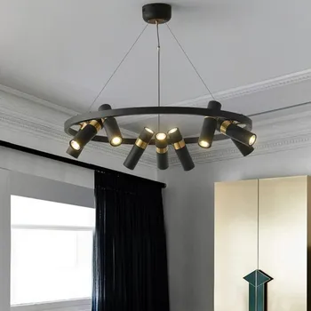Люстра для гостиной в индустриальном стиле, прожектор, Лофт, современный минималистичный светильник для столовой, Скандинавские лампы, Креативный минимализм