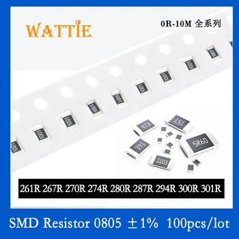 SMD резистор 0805 1% 261R 267R 270R 274R 280R 287R 294R 300R 301R 100 шт./лот микросхемные резисторы 1/8 Вт 2.0 мм * 1.2 мм
