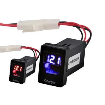 5V 2.1A Автомобильное USB Зарядное Устройство Вольтметр Измеритель Напряжения Адаптер Прикуривателя Для Мобильного Телефона Toyota Зарядное Устройство