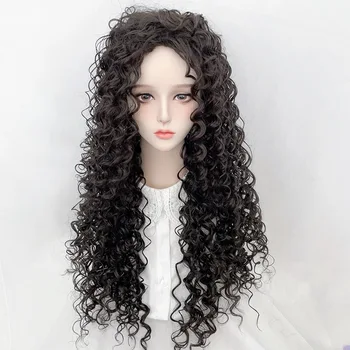Новый парик для женщин с длинными волосами, натуральные пушистые вьющиеся волосы, известный в Интернете полный головной убор, стильные локоны