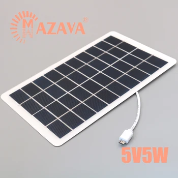 1 шт. Солнечная панель 5 В 5 Вт 1000 мА Портативное солнечное зарядное устройство с выходом на панель Micro USB Солнечные элементы для скалолазания
