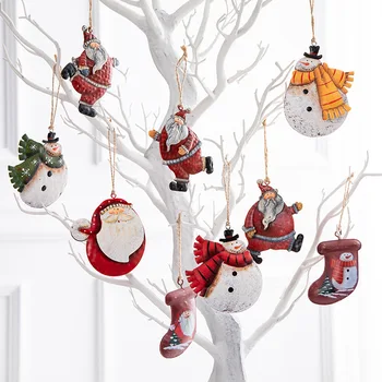 Снеговик Санта Клаус Ангел Украшения Подвесные подвески Железные поделки Рождественский декор подвеска в виде рождественской елки