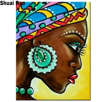 Африканская женщина алмазная живопись полный квадрат круглый 5 d diy наборы алмазной вышивки мозаика алмазная вышивка крестом, фантазийный декор
