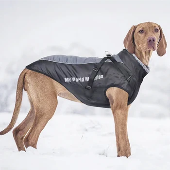 Водонепроницаемая одежда для домашних собак, куртка с меховым воротником, Светоотражающий зимний теплый флисовый жилет, утепленная одежда для собак среднего размера