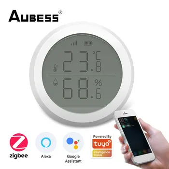 Умный термометр Tuya для дома, датчик температуры и влажности в помещении с ЖК-дисплеем, приложение для голосового управления Alexa Home