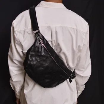 AETOO Большая емкость индивидуальный плиссированный дизайн винтажный головной слой из воловьей кожи через плечо нагрудная сумка для пригородных поездок бизнес досуг outdoo