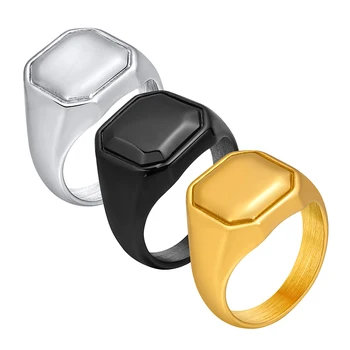 Панк-рок титановые стальные геометрические квадратные кольца на палец для мужчин Размер ювелирных изделий 6-11