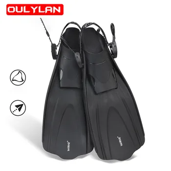 Oulylan Adult Гибкие комфортные ласты для дайвинга TPR, Нескользящие, Резиновые, для подводного плавания, Ласты для плавания, Пляжная обувь для водных видов спорта, Черный