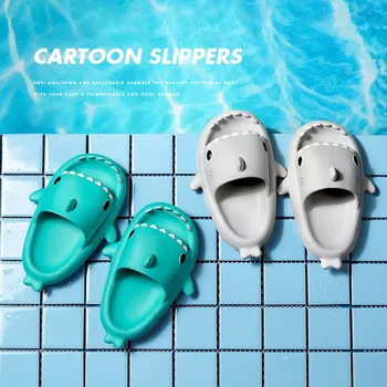 Детские тапочки, детские сандалии с мультяшной акулой Для мальчиков и девочек, Летние домашние тапочки для ванной, мягкая пляжная обувь для малышей CSH1413