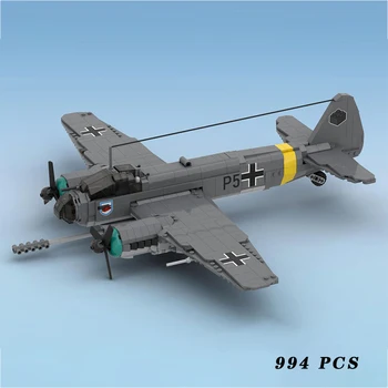Военная техника Второй мировой войны JU88C Истребители-бомбардировщики MOC Building Block Сборка модели Дисплей Игрушки Детские Рождественские подарки